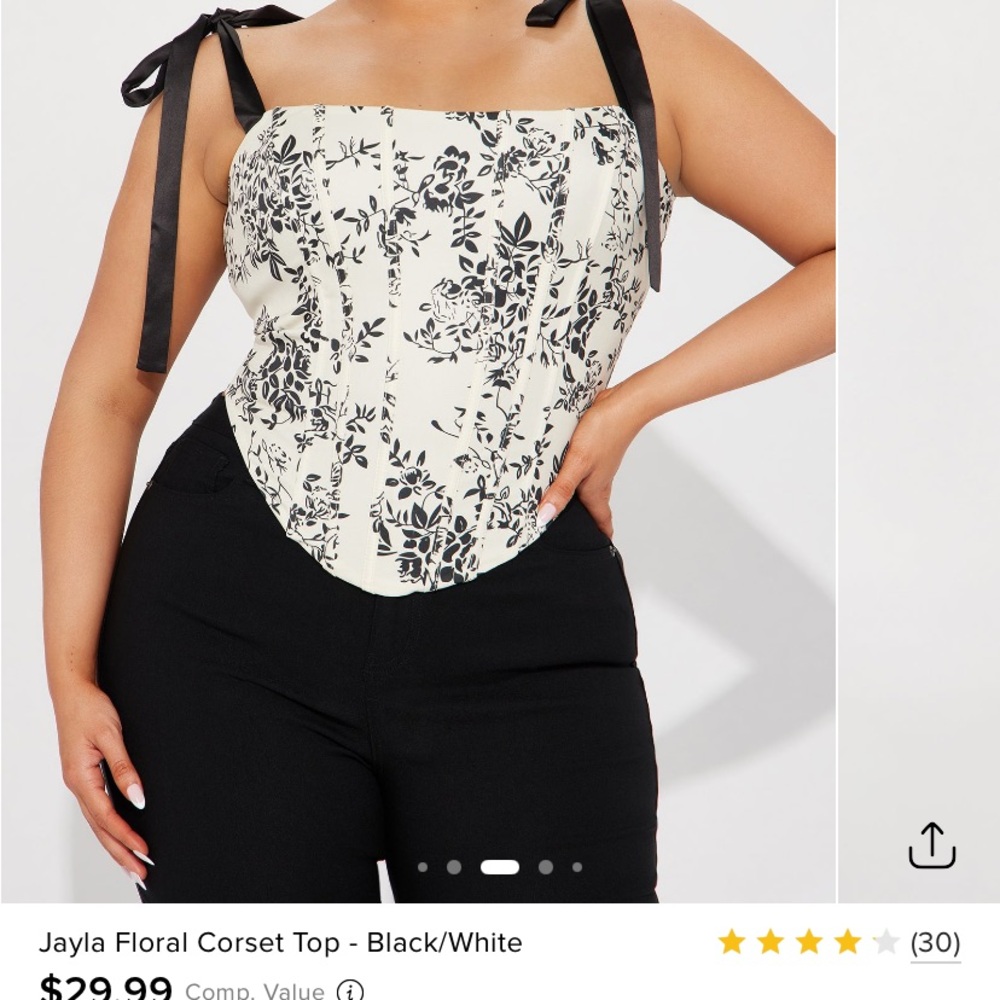 Floral Corset Top - Black and White